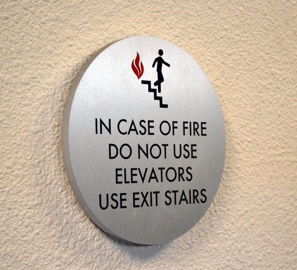 in case of fire sign warning sign