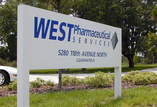 "West Pharmaceutical" Post & Panel Signage