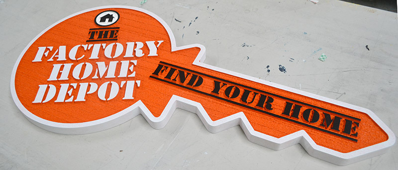 sandblasted signage "The Factory Home Depot"
