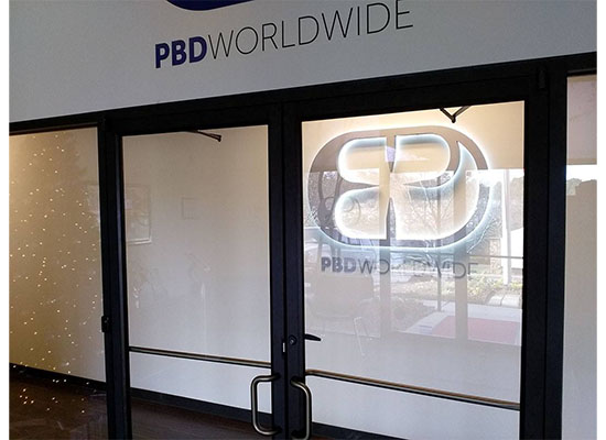 "PBD WorldWide" Channel cut letters Signage