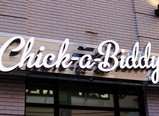 "Chick-a-Biddy" Channel cut letter Signage