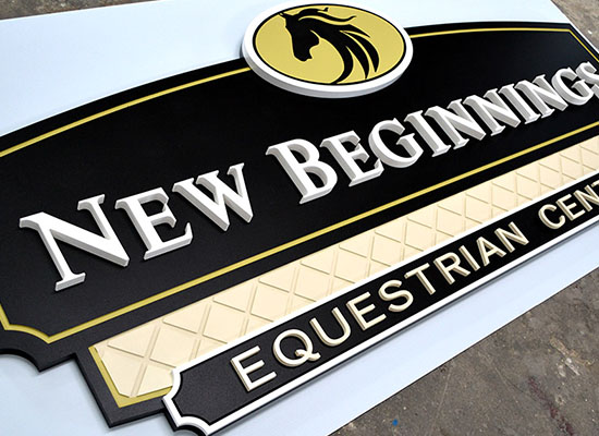 "New Beginnings Equestrian Center" Flat Cut & Rounded letters 